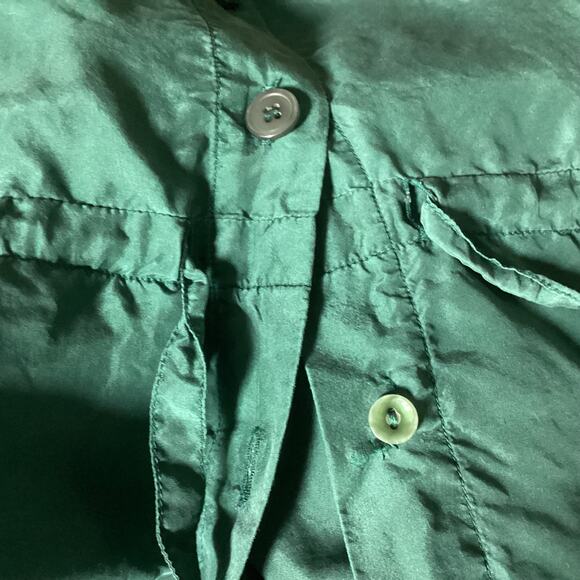 Vintage Quarters Tunic Top Silk Drawstring Drop Waist Button Front Oversized 90s - Picture 13 of 13